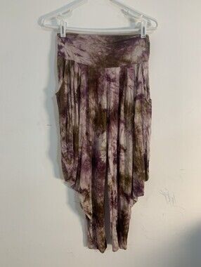 Kooniez Boho Tie Dye Harem Pants Lg- Brown Pink Drop Crotch Genie Pants  USA